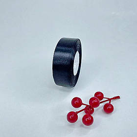 Стрічка атласна, 2,5 см, ⭐ чорного ⭐, 23 м - рулон