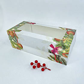Коробка для рулетів і штоленів, 330*150*110 мм, з вікном, "Новорічна"
