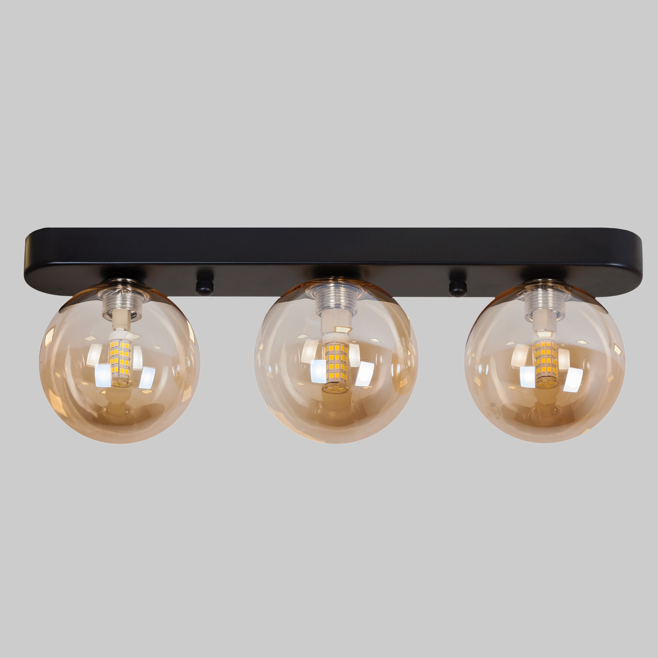 "Потрійний світильник із 3 кулястими плафонами "Glass Trio Light"(61-X100F-3 BK+BR (380)).