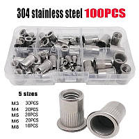 Нержавіючі Заклепки M3;M4;M5;M6;M8 Різьбові Набір 100 шт SPEC (SP-364100)