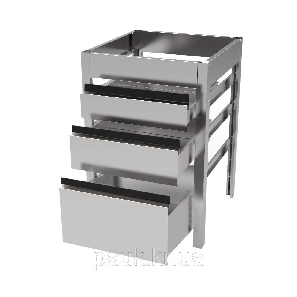 Кухонний модуль 500х700 мм, кухонна тумба 3 ящики, модульна кухня, модуль нейтральний з 3-ма ящиками, металева кухонна тумба, фото 1