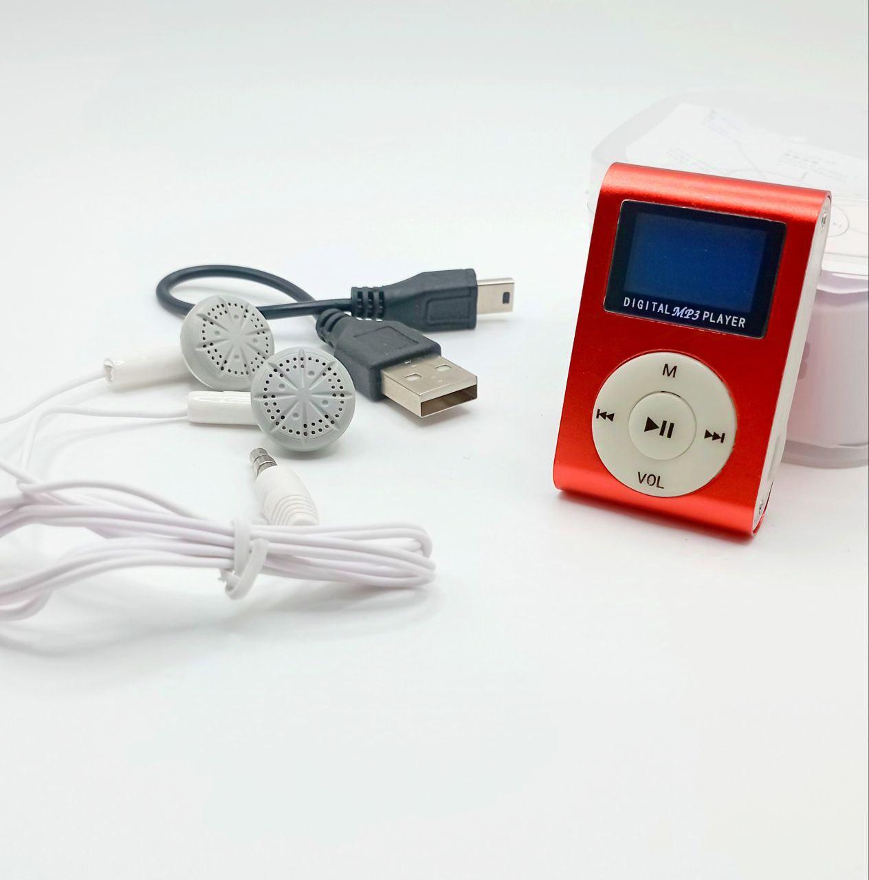 Маленький і зручний MP3 плеєр чорний с LCD червоний