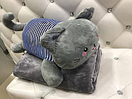 Плед — м'яка іграшка 3 в 1 (Котик у тельняшці ) в асортименті, фото 3