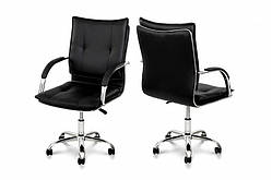 Комп'ютерне крісло чорне Клік для кабінету керівника та працівників офісу з підлокітниками ТМ Мікс Мебель