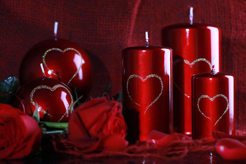 Свічка валентинка Love 60х115мм. 1шт. Колір червоний металік, фото 1