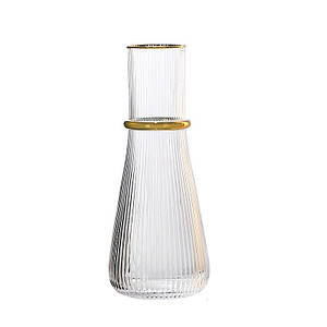 Скляний графин для води Stunning декантер для вина 1 л із золотим обідком