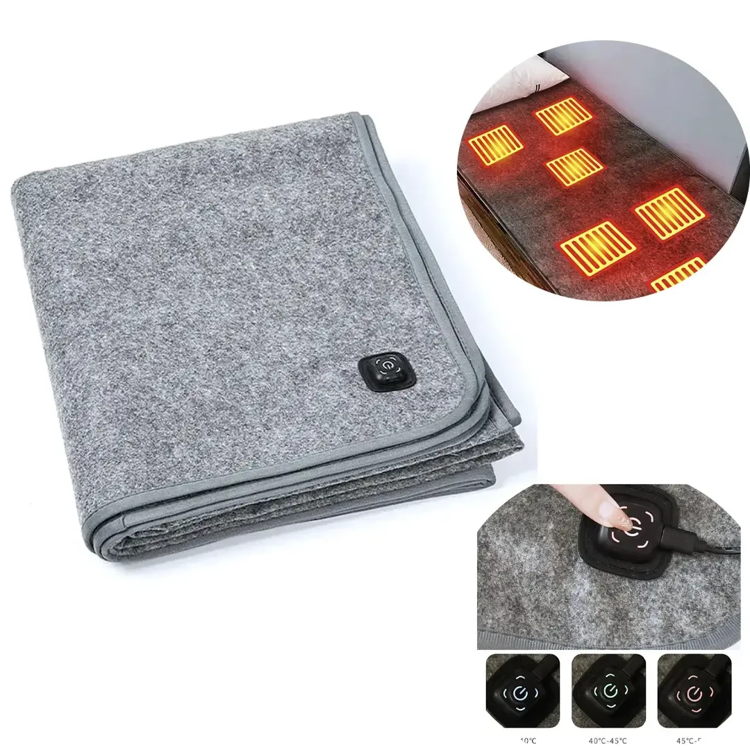 Електроковдра на USB від Power Bank 160*80 см на 3 режими підігрівання Електропростирадло від повербанка з підігрівом, фото 1