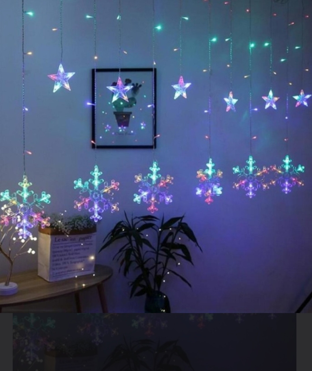 Гірлянда "Сніжинки", 140 LED різнобарвні від мережі., фото 1