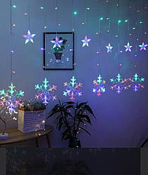 Гірлянда "Сніжинки", 140 LED різнобарвні від мережі.