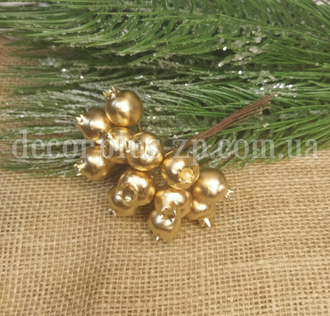 Ягоди глоду 2*1,8см золото, в пучку, фото 1