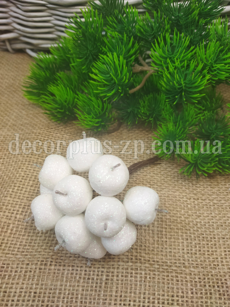 Яблучка 2*2 см — гліттер, білі, у пучку, фото 1