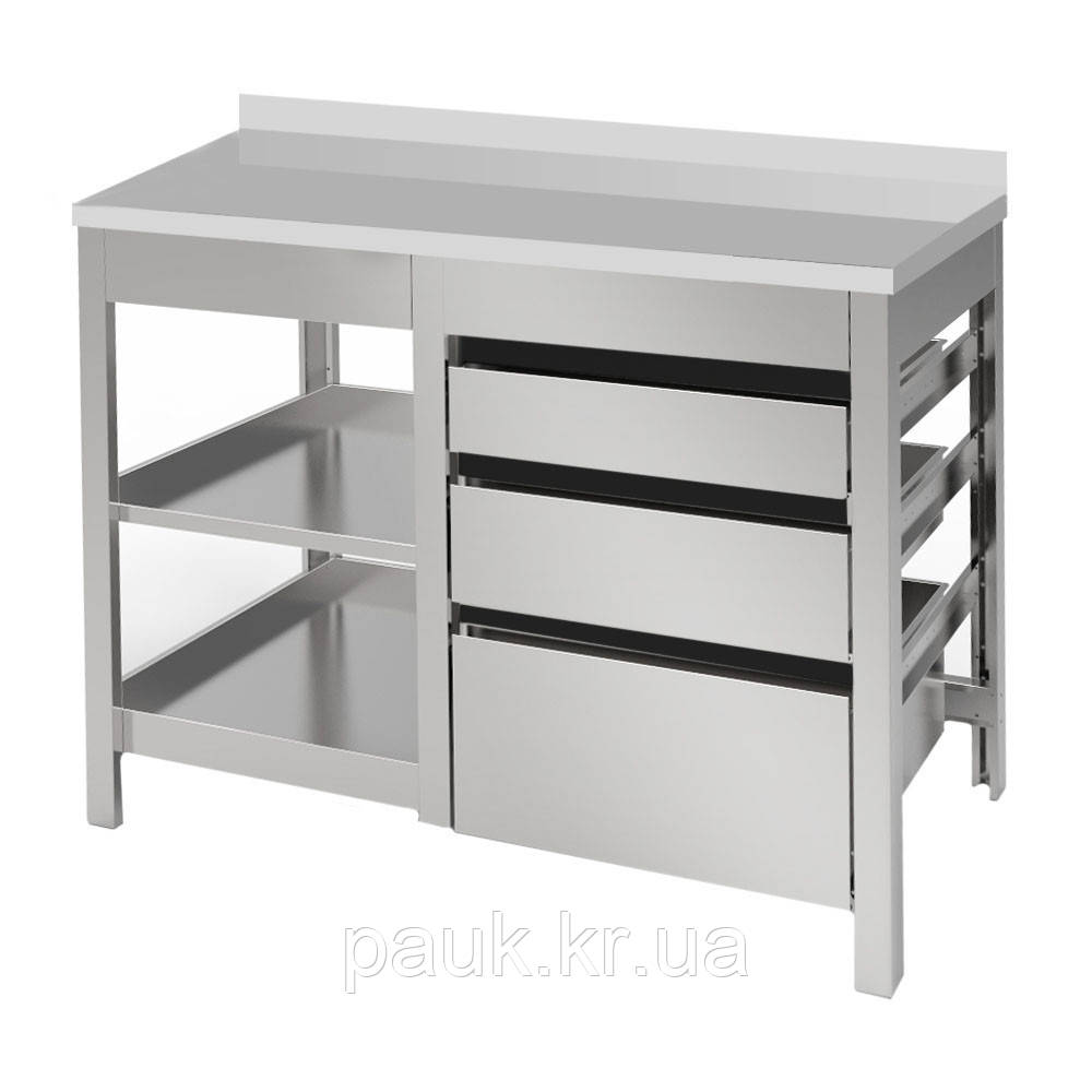 Кухонна тумба 100х700 мм, 3 ящика,2 полиці, модульна кухонна шафа, модульна кухня, металевий модуль кухні, металева кухонна тумба, фото 1