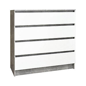 Комод в спальню вітальню на 4 шухляди сучасний для речей білизни одягу комоди для спальні тумба комод 80/4Ш індастріал білий