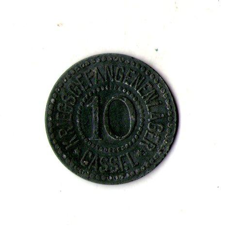Німеччина (Нотгельд) 10 пфенігів, 1917рік Місто Кассель Табір військовополонених. Цинк No2474