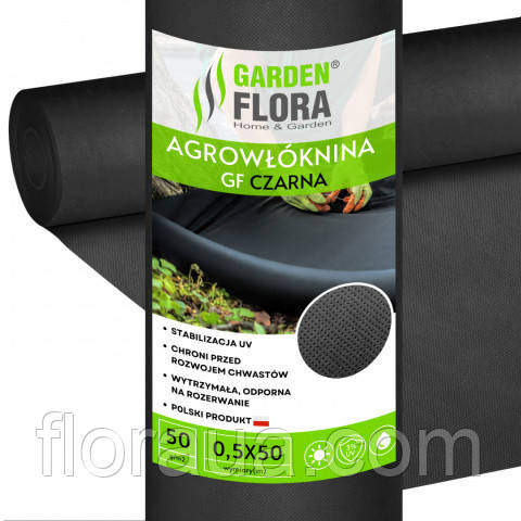 Чорне агроволокно П-90 (1.6*50м) від GARDEN FLORA (Польща) – надійне рішення для захисту ґрунту та рослин