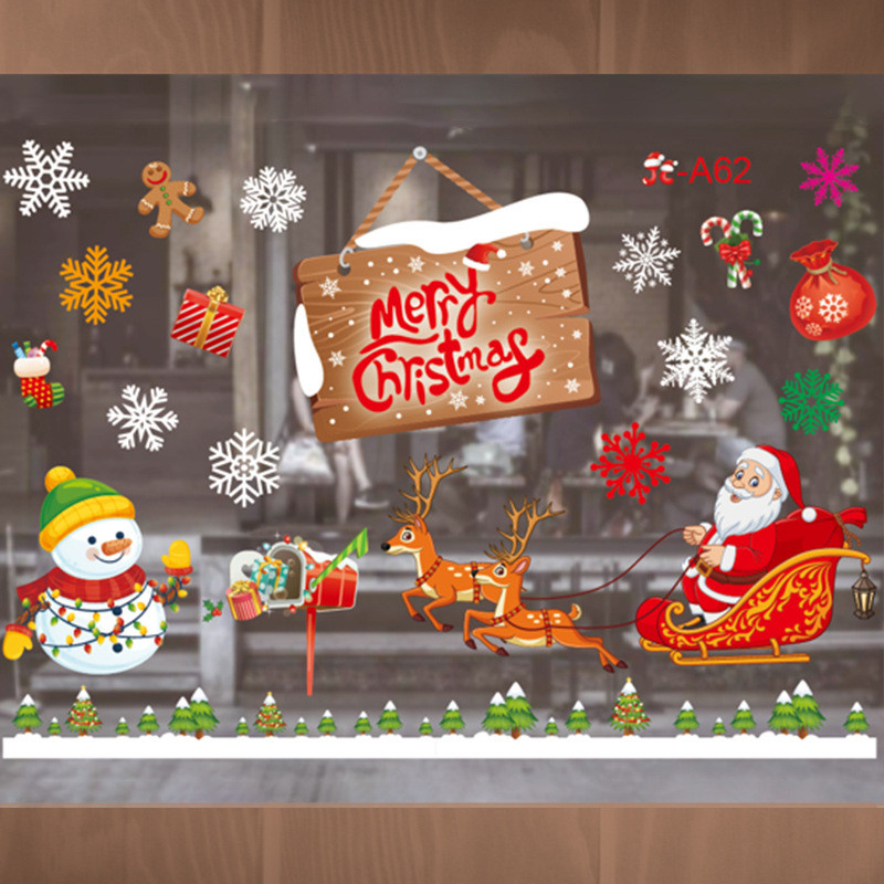 Наклейки новорічні Merry Christmas 50 на 70 см різнобарвний