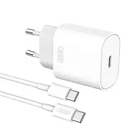 Мережевий зарядний пристрій XO L91 EU 25W PD Type-C to Type-C white