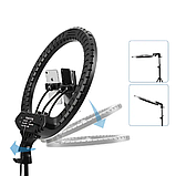 Кільцева LED лампа для селфі 54см на 3 телефони, пультом ДК, штатитвом і сумкою-чохлом Ring Light -RL-21T., фото 8