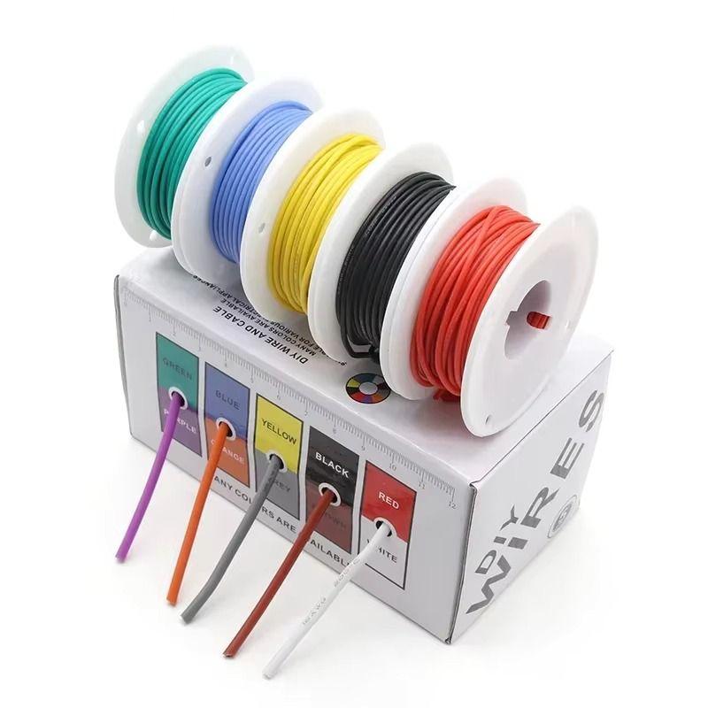 Кабель 28 AWG монтажний у силіконовому обплетенні по 10 м 5 кольорів (007196), фото 1