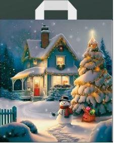 Пакет петля новорічний 40*42 Будиночок сніговика