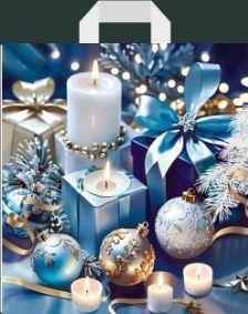 Пакет петля новорічний 40*42 Блакитний подарунок