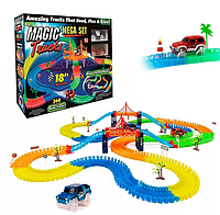 Гоночний трек траса дитяча Magic Tracks 360 гнучка дорога з мостом меджик трек з машинками світиться
