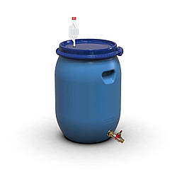 Бочка для бродіння 55 л з винним клапаном S-подібний та латунним зливним краном 1/2"