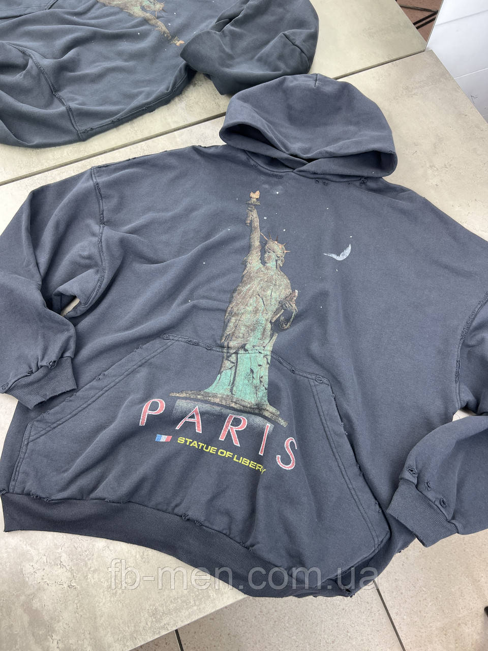 Худі Balenciaga Paris Liberty толстовка чоловіча сіра з капюшоном