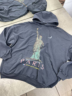 Худі Balenciaga Paris Liberty толстовка чоловіча сіра з капюшоном