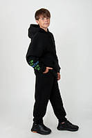 Теплий чорний костюм для хлопчика, тринитка з начосом Тм Авекс розмір 152 см