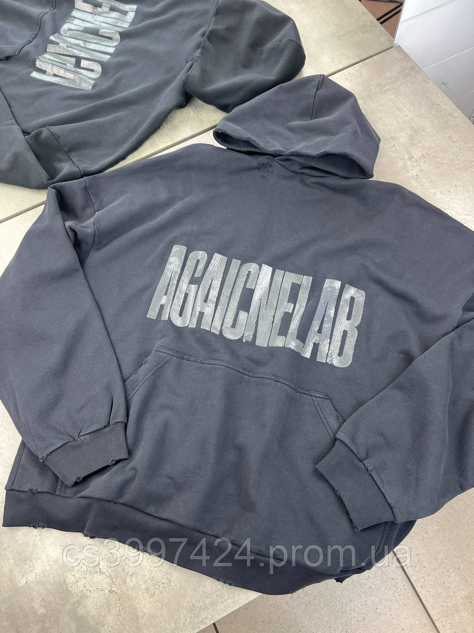 Худі Balenciaga толстовка чоловіче сіре з капюшоном, фото 1