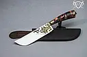 Ніж ручної роботи "Пчак Тугрі" 160х36х3мм з інструментальної сталі та колодкою з капа клена, фото 2