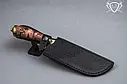 Ніж ручної роботи "Пчак Тугрі" 160х36х3мм з інструментальної сталі та колодкою з капа клена, фото 4