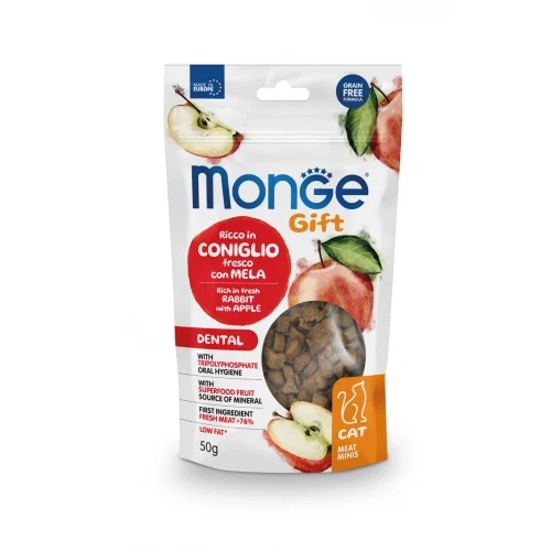 Ласощі для котів Monge (Монж) Gift Cat Dental кролик з яблуком 50 гр 12 шт