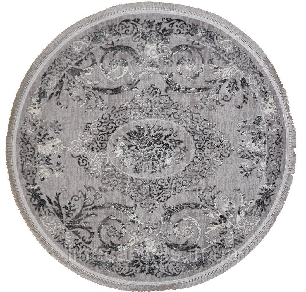 Классичний круглий килим LEVADO 08099A L.GREY/L.GREY