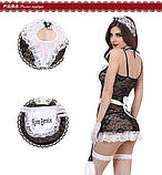 Еротична чорна міні сукня з білим мереживом, фото 7