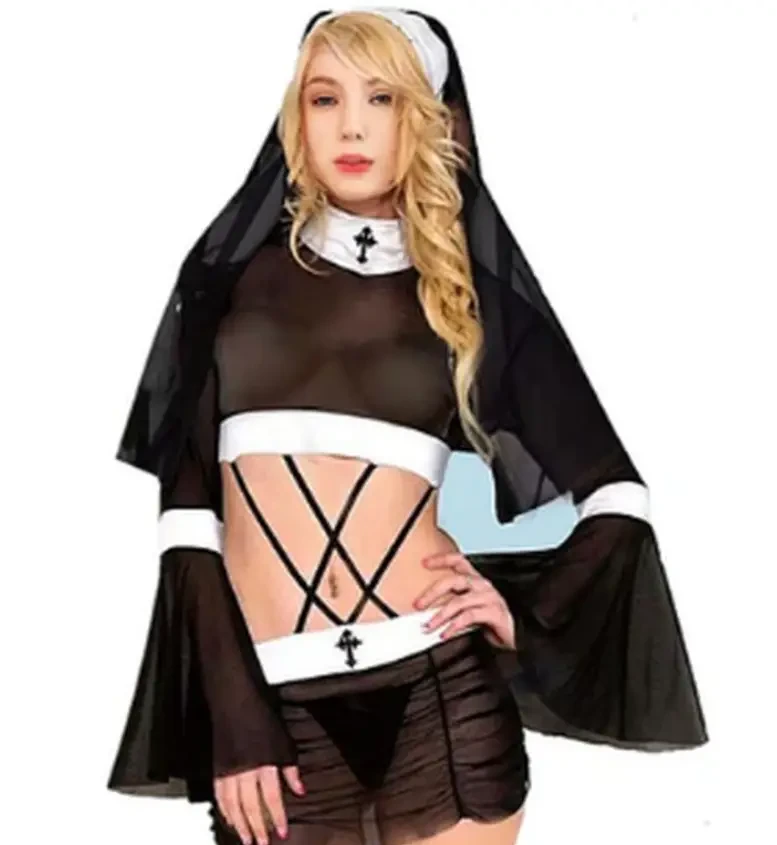 Спокусливий прозорий ігровий костюм "монашки", фото 1