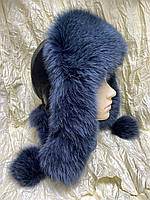 Жіноча вушка з натуральної шкіри з хутром песця