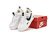 Жіночі та чоловічі зимові кросівки Nike Air Force Winter Low White Black (Білі з чорним) Взуття Найк Аір Форс теплі хутро унісекс, фото 5