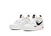 Жіночі та чоловічі зимові кросівки Nike Air Force Winter Low White Black (Білі з чорним) Взуття Найк Аір Форс теплі хутро унісекс, фото 6
