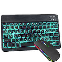 Комплект клавіатура і мишка Бездротова Bluetooth з RGB підсвіткою Універсальна Чорний