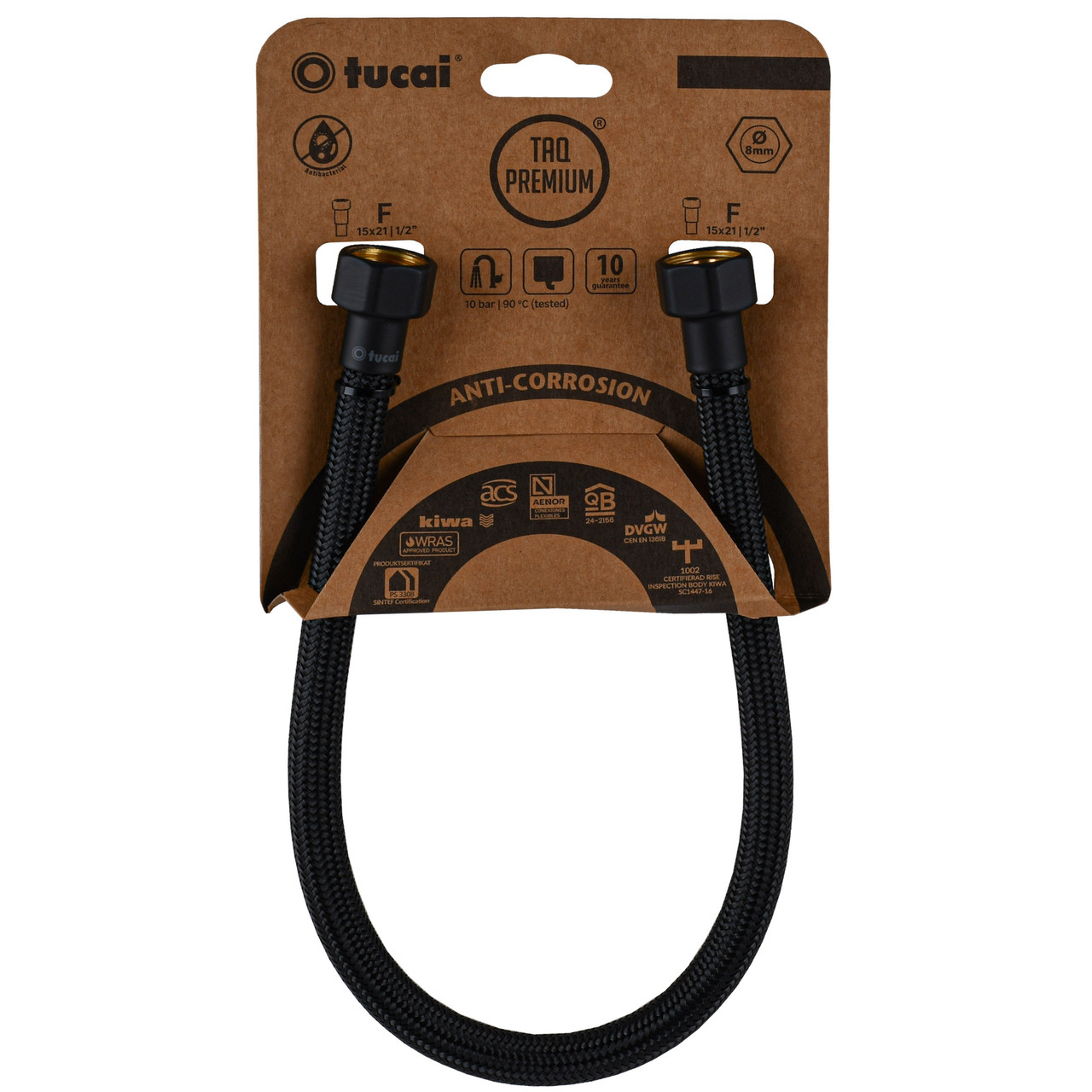 Шланг водяний TUCAI TAQ PREMIUM GRIF 1/2″x1/2″ BВ 0,3м.АНТИКОР. ACB HG-1212-300 (Чорний Мат) 209968 (000029275), фото 1