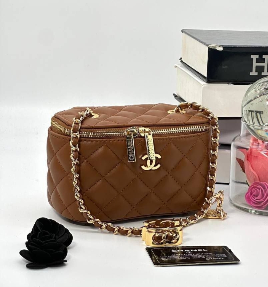 Жіноча сумка Chanel бочонок, люкс, 17.5*11*8.5см, коричнева, 930517