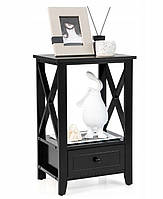 Тумба приліжкова Чорна Провансаль 1 нижня шухляда
