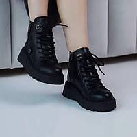 Модные женские кожаные зимние ботинки