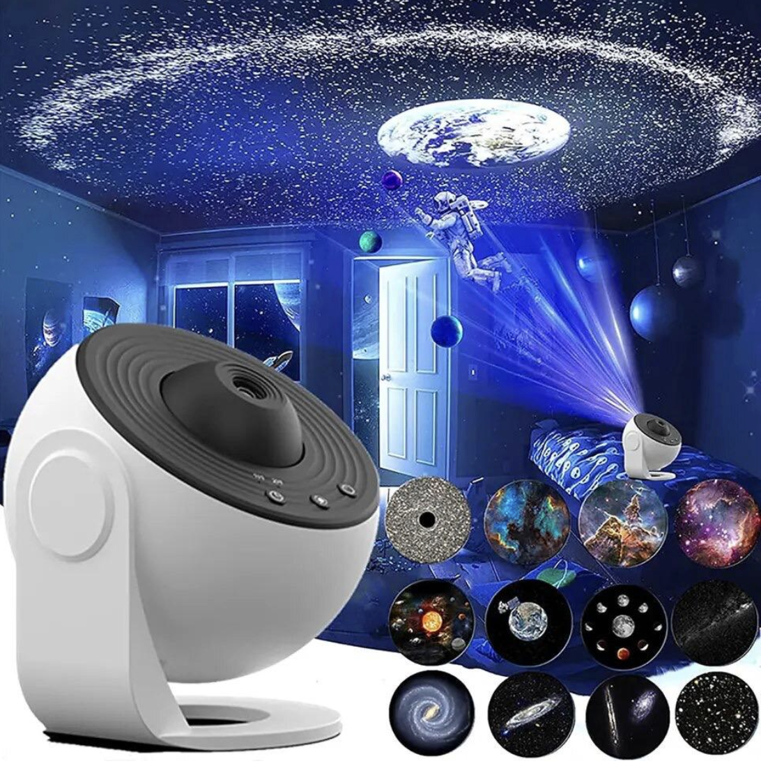 Проектор-нічник зіркового неба Galaxy Projector 360 ° з 13 космічними слайдами та таймером сну, фото 1