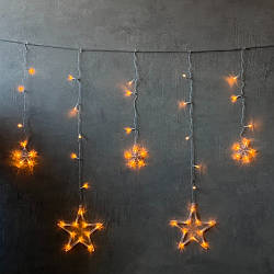 Гірлянда-штора "Зірки" 140 LED, жовта, від електромережі