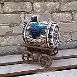 Керамічна діжка для напоїв на дерев'яному візку 6 літрів з краником, фото 3