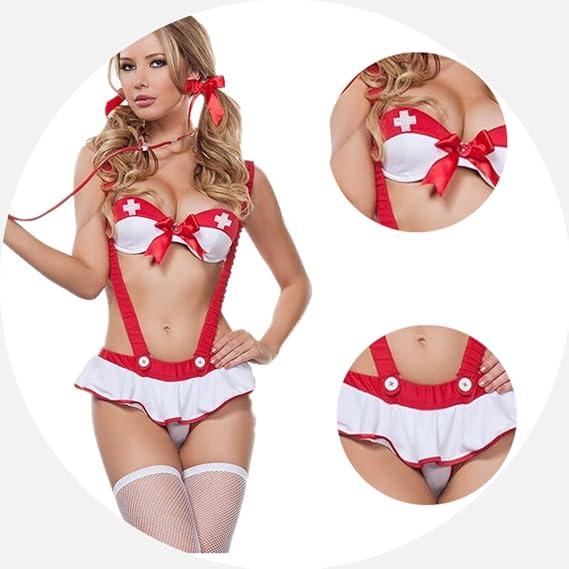 Ігровий костюм медсестри з міні спідницею з підтяжками та ліфчик, фото 1