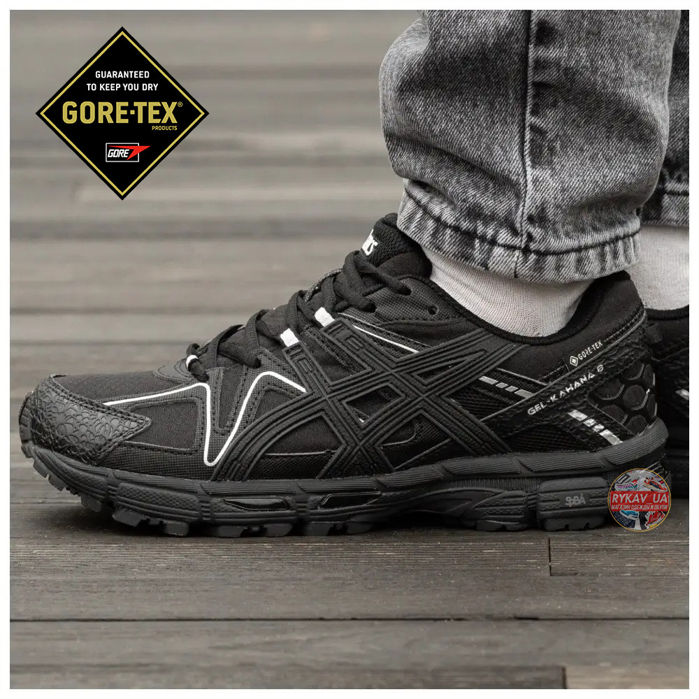 Чоловічі кросівки Asics Gel-Kahana 8 Gore-Tex GTX Black, чорні водонепроникні кросівки асікс гель кахана 8 гортекс